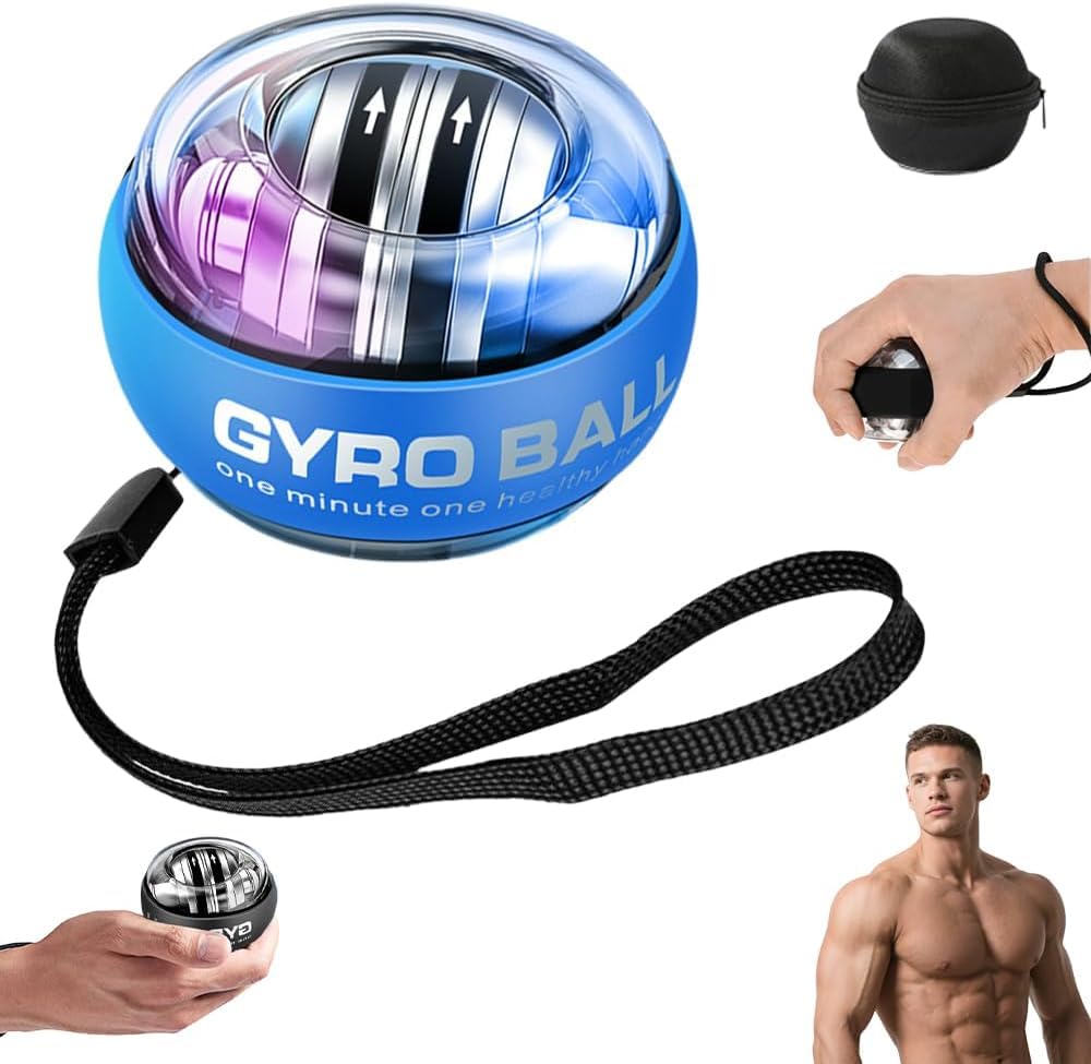 Wrist Ball - 2025 Upgraded Vital Wrist Ball Exerciser, Auto-Start Gyroscopic Forearm Exerciser, Enhance Grip Strength, Hand Strengthening Devices, Adjustable Resistance, with LED Lights (Blue)