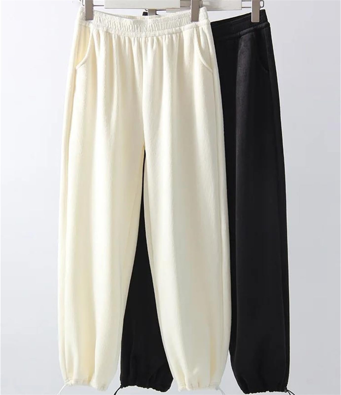 Warme Cordhose für Damen, hohe Taille, dicke Fleece-Hose, lockere Fleece-Hose