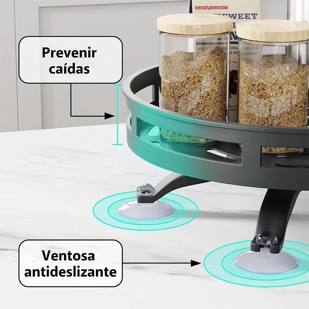 Lazy Susan Étagère à épices rotative à 3 niveaux en acier réglable en hauteur pour garde-manger, armoire, comptoir et rangement de salle de bain