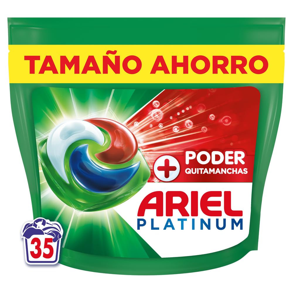 Ariel PODs Platinum, Detergente Líquido En Cápsulas + Poder Quitamanchas Cápsulas, 35 Lavados