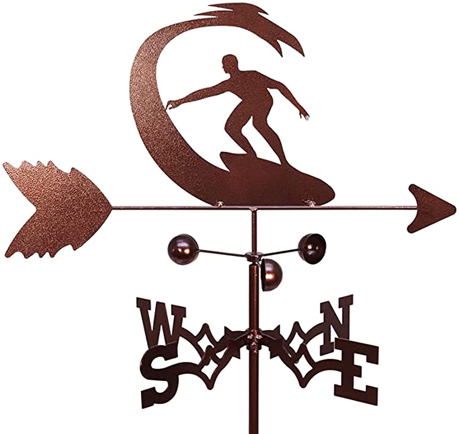 WIQUYBML Stainless Steel Weathervane Surfer Metal for Garden Gazeb Wind Vane with Roof Mount Decorations