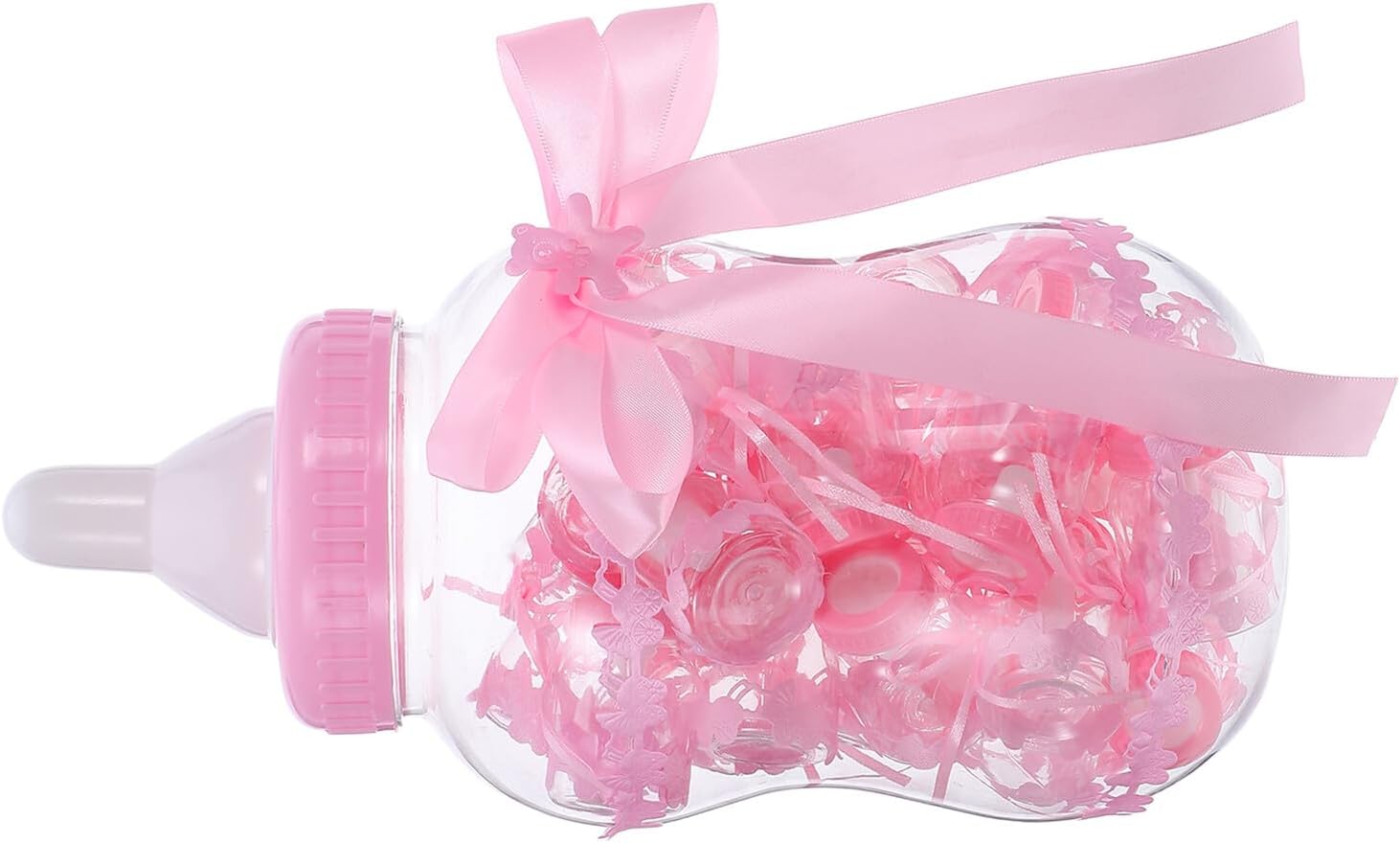 Bear Candy Boxes Set with 30 Mini Candy Bottles Pink Shower Favor Containers for Wedding Birthday Party Treat Boxes
