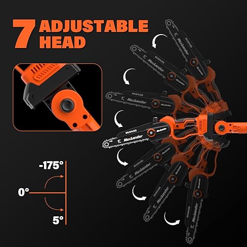 Miniatura 7 de MAXLANDER Sierra de poste inalámbrica 2 en 1 y motosierra sin escobillas de 8 pulgadas, sierras eléctricas de poste de 20 V para poda de árboles,