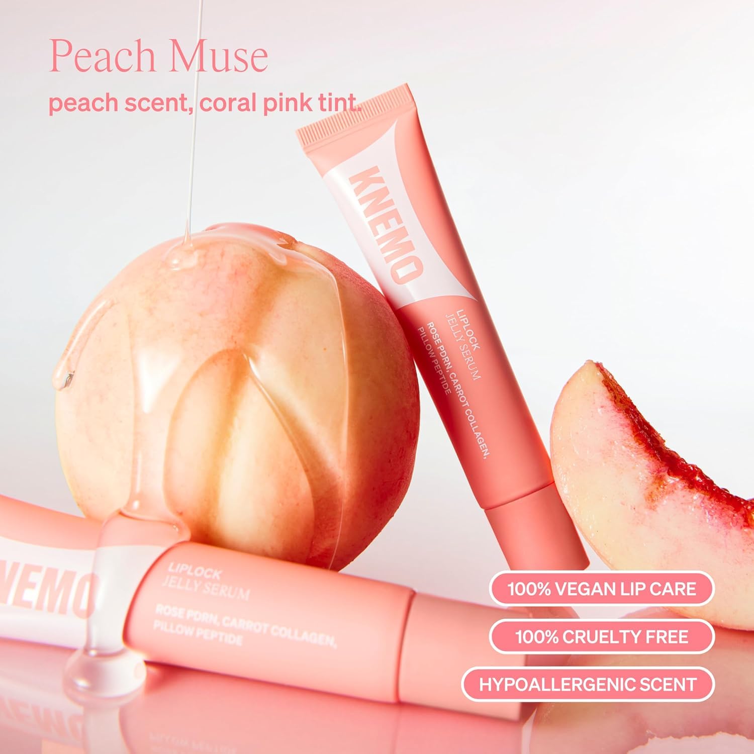 LipLock Jelly Serum for Dry Lips, Long-Lasting, Hydrating, Plumping, Glossy Mask with Rose PDRN, Carrot Collagen, Pillow Peptide, Moisturizing Tinted Lip Balm. (Peach Muse) - Image 9