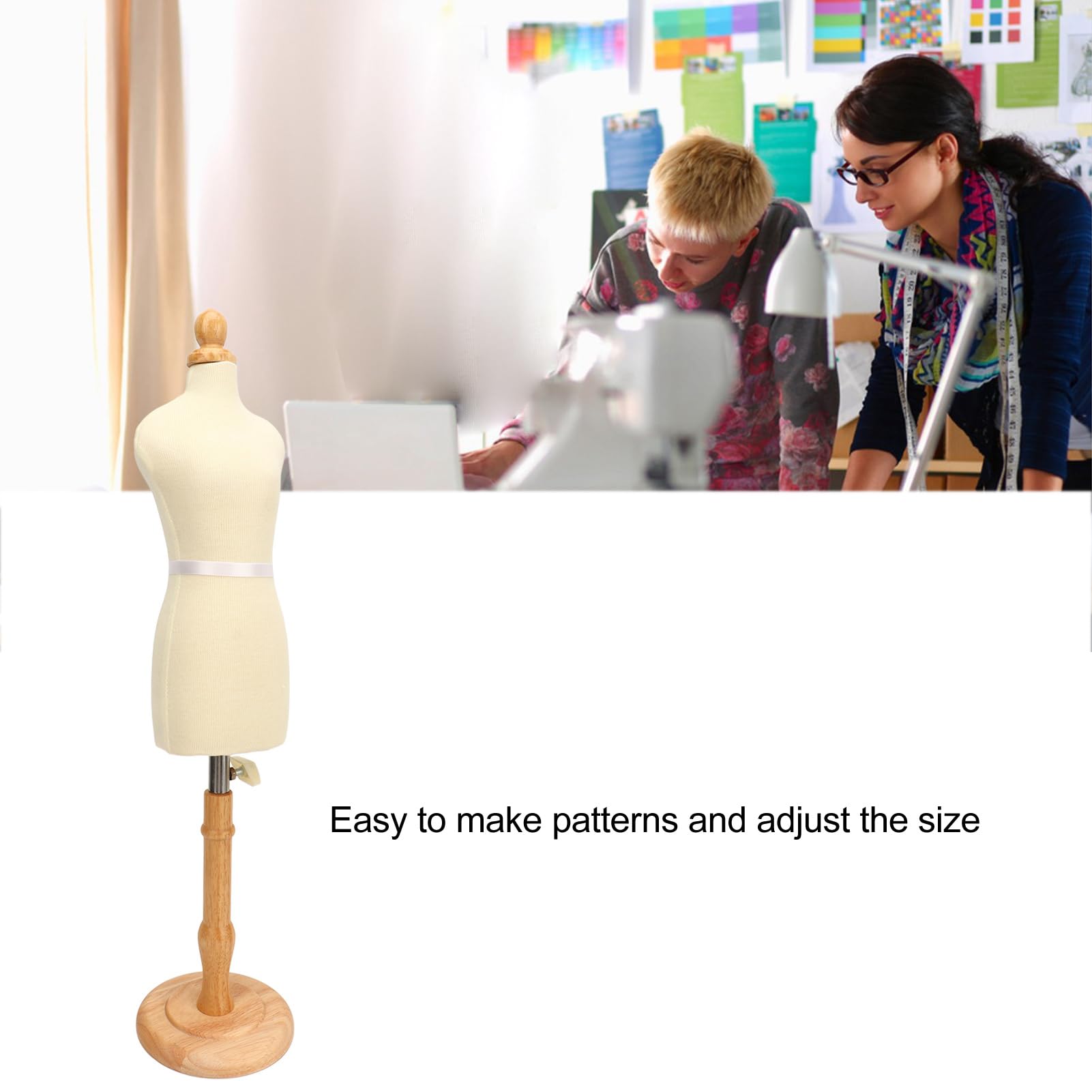 Naroote Verstellbare, Professionelle Schneiderpuppe für die Einfache Schnittmustererstellung und Größenanpassung, Gute Stabilität für die Präsentation Weiblicher Kleidungsstücke, Buchenholzmaterial