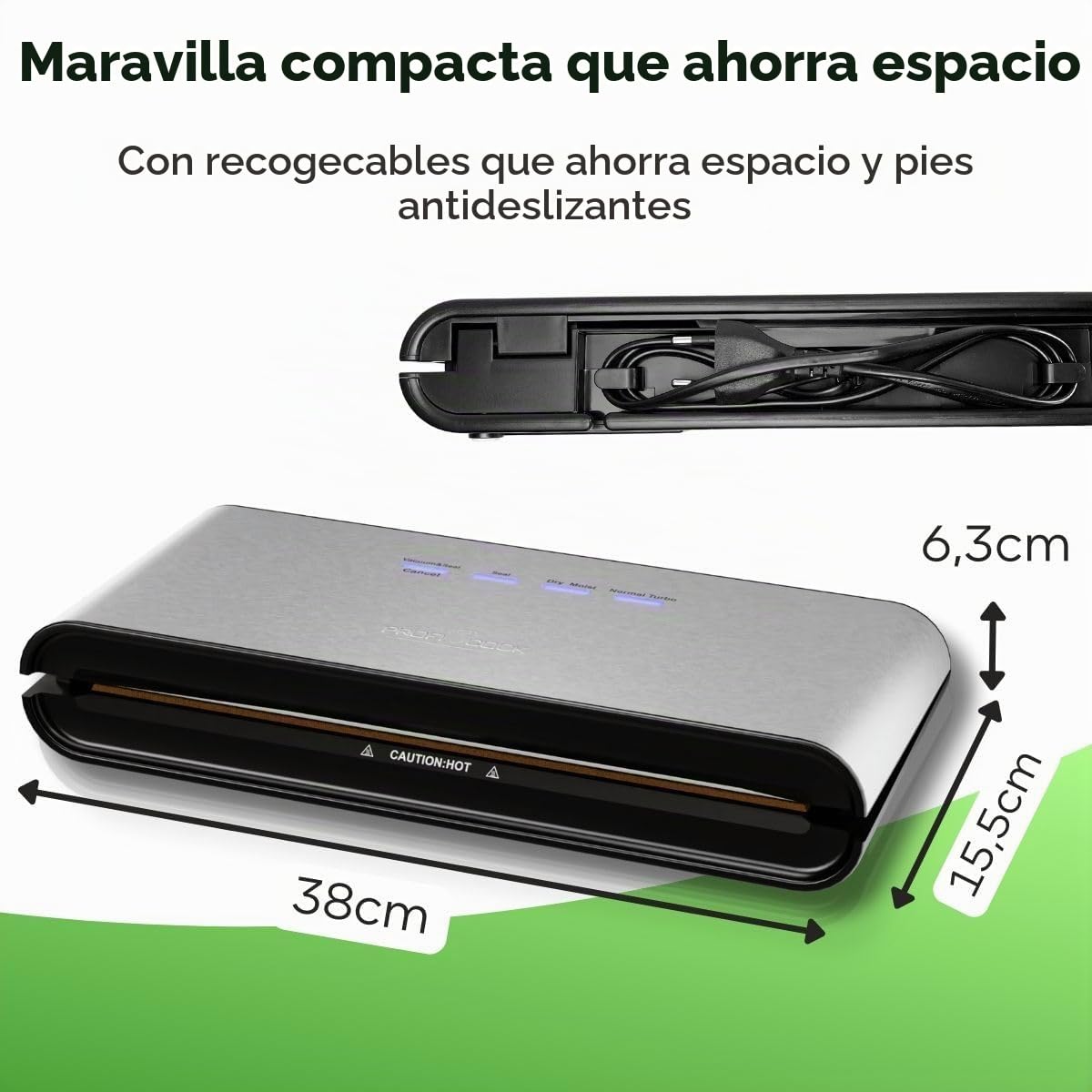 ProfiCook® selladora al vacío | sous vide y cocción al vacío | selladora al vacío incl. 18 bolsas | costura de sellado estable | los alimentos se mantienen frescos 8 veces más | PC-VK 1080