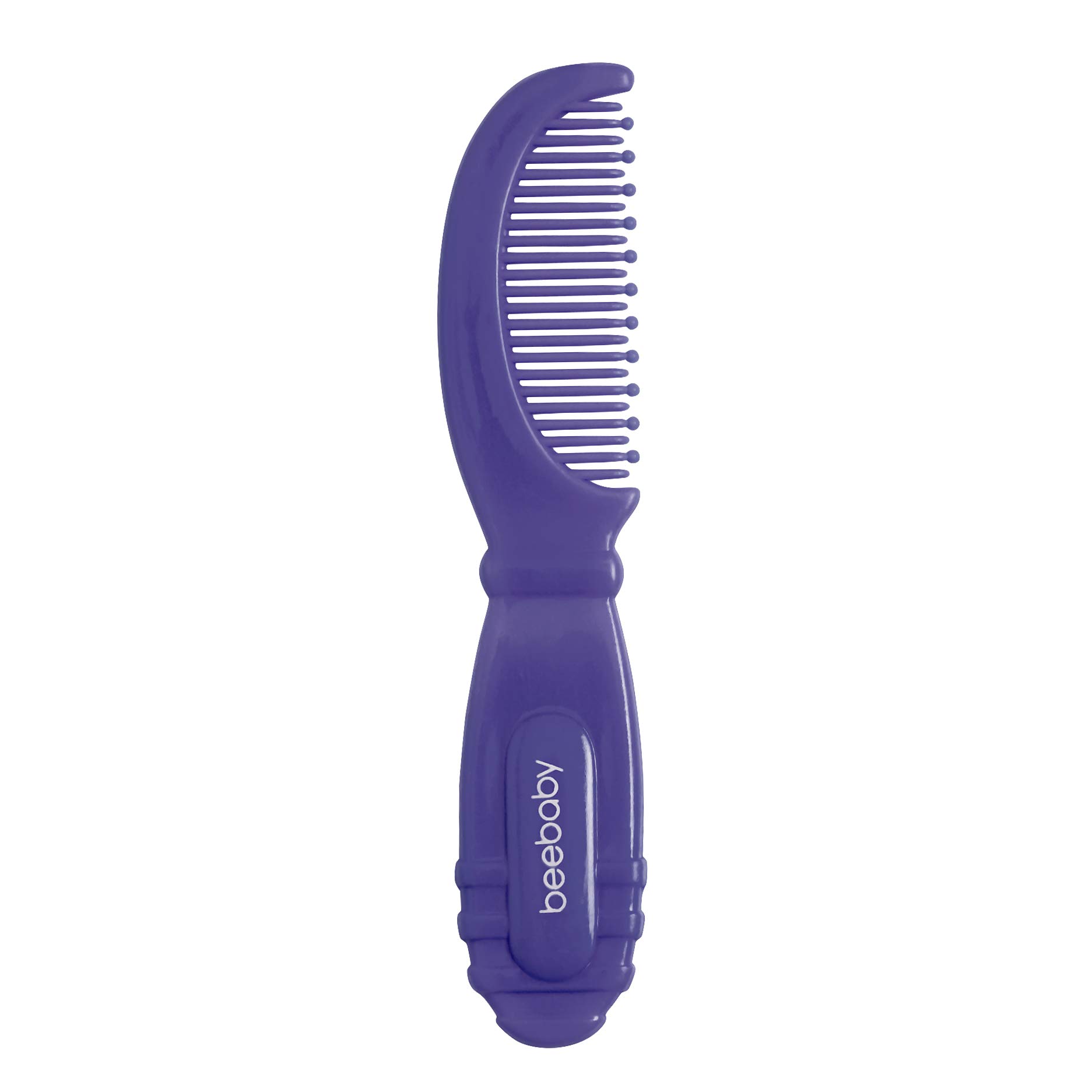 BeeBaby Round Edge Single Comb & Premium Powder Puff with Container. (Violet, Pink.)