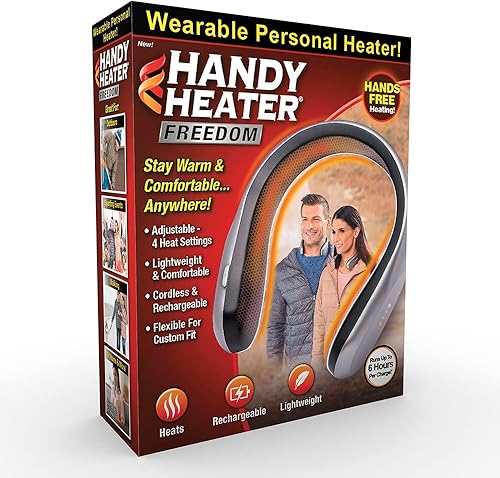Ontel Handy Heater Freedom - Calentador de cuello portátil para inviernos fríos, 4 ajustes de calor y tecnología de confort de calor, calentador