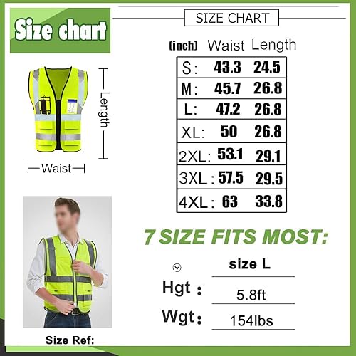 Miniatura 5 de YOWESHOP Chaleco de seguridad de alta visibilidad reflectante con bolsillos y cremallera personalizado su logotipo ropa de trabajo de seguridad