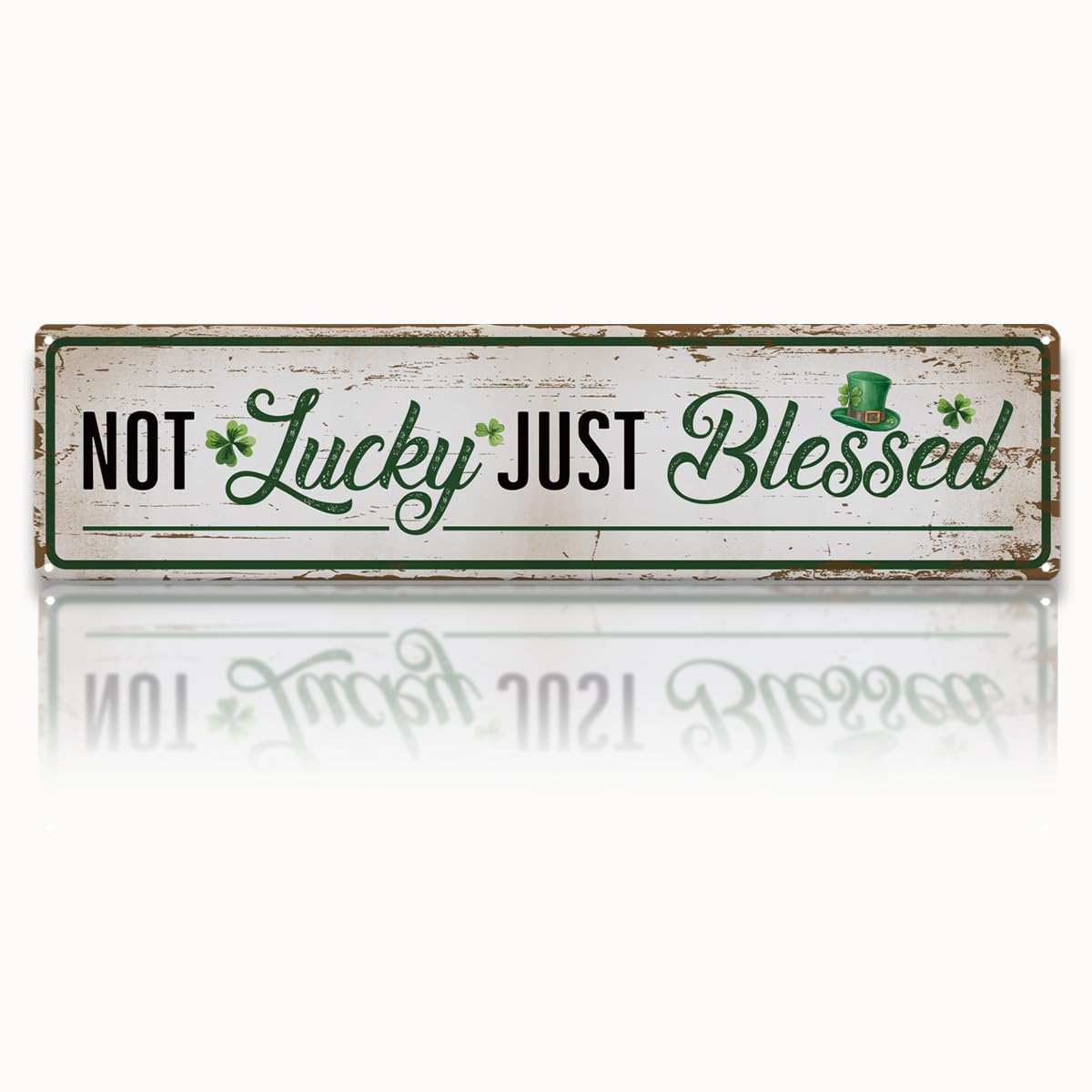 peiyeety Vintage Metal Tin SignLucky Just Blessed Retro Street Sign, Rustic Wall Decor for Home, St. Patrick's Day, Man Cave, Garage, Kitchen, Office, Farmhouse, Patio, Garden, Porch, 4 * 16 inch