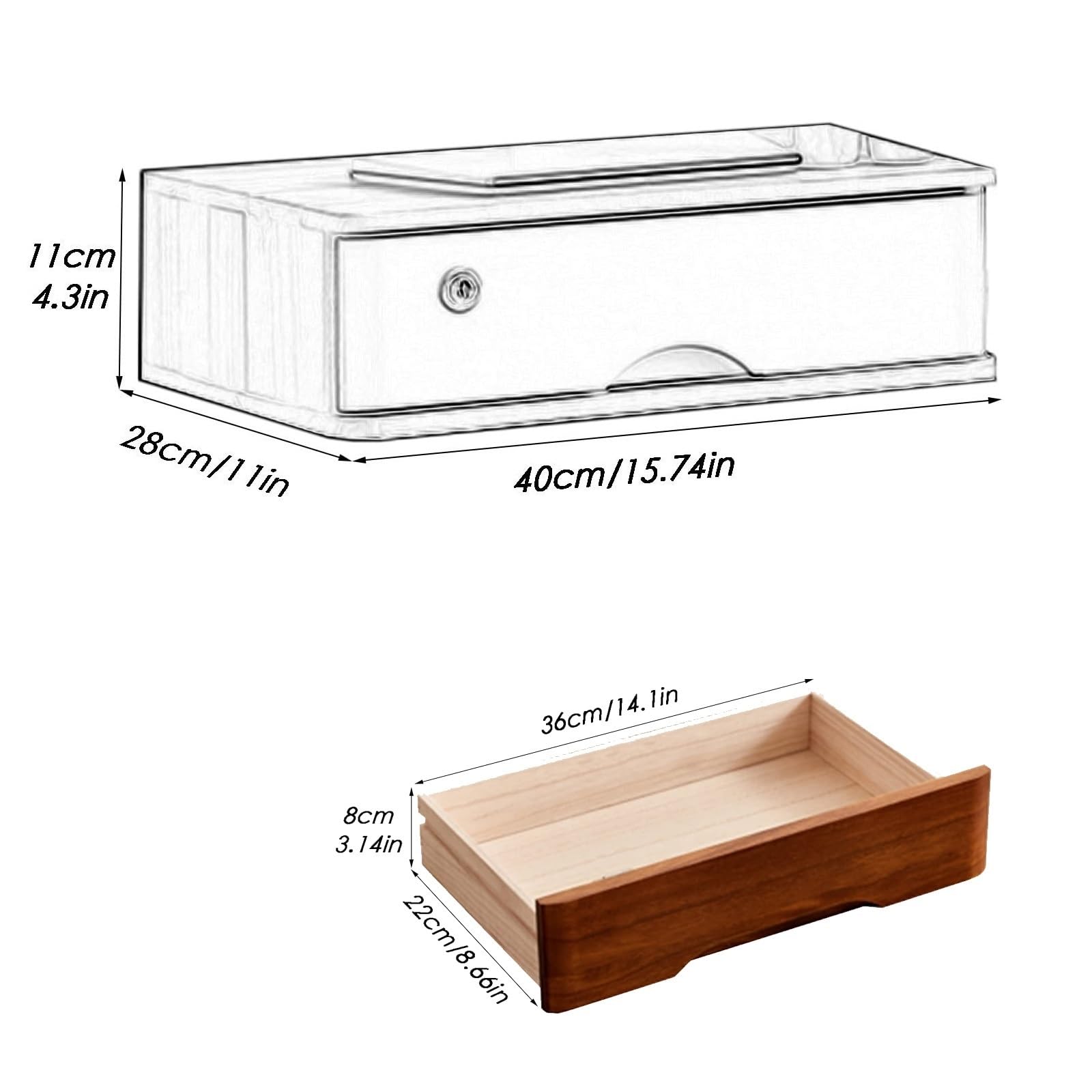 Armadietto portadocumenti da scrivania in legno massello con serratura, a 1 strato, per forniture da ufficio e accessori da scrivania, per uso domestico e ufficio