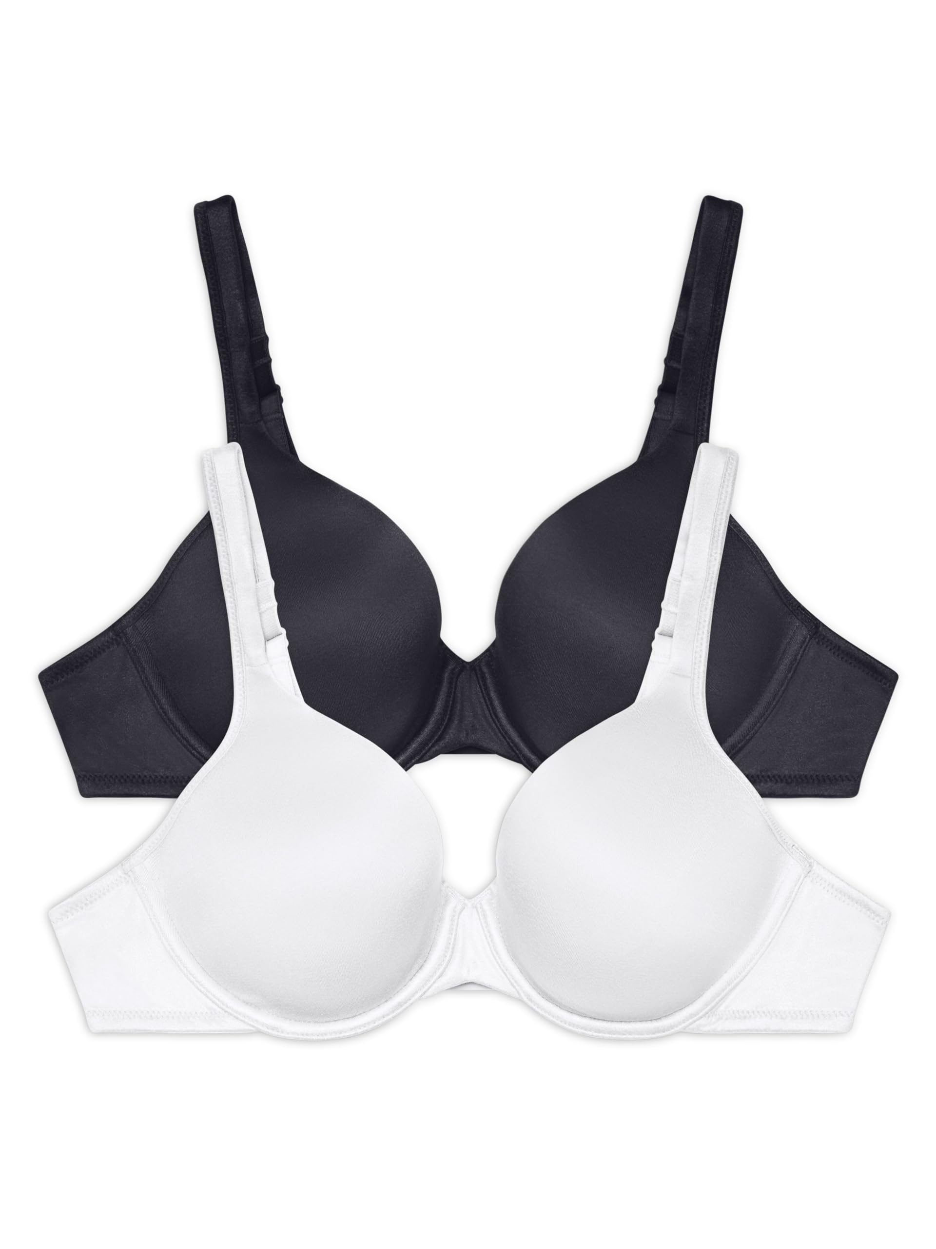 Vanity Fair Womens Body Shine Full Coverage T-Shirt Bra Star White Mid Black 38D