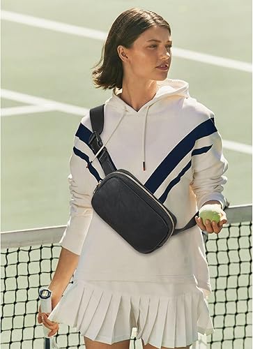 Miniatura 2 de Telena Riñoneras para mujer, bolsa de cinturón de cuero con cuerpo cruzado, de moda con correa ajustable, negro, (0-black), Talla única