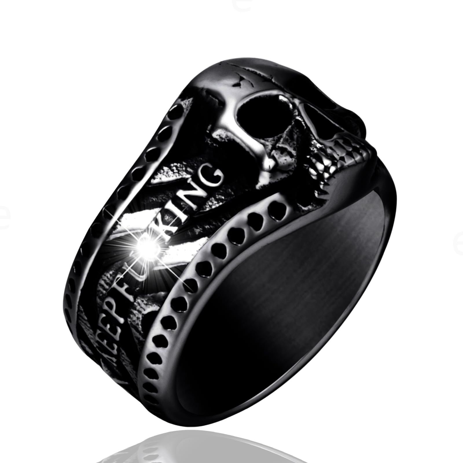 Vintage Ring Stainless Steel Gothic Skull Rings for Men Boy Band Silver Skeleton Cocktail Party Biker Ring Size 8-13