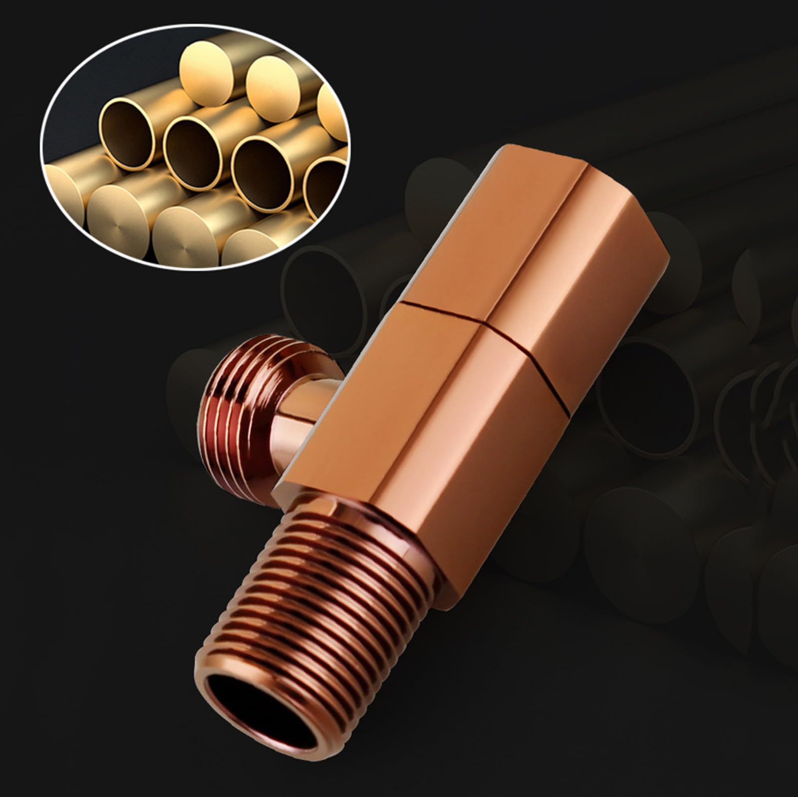 Llave de Escuadra 1/2 de Latón con Núcleo Cerámico Válvula Angular Caliente y Frío de Pared para Baño, Cocina,Oro Rosa