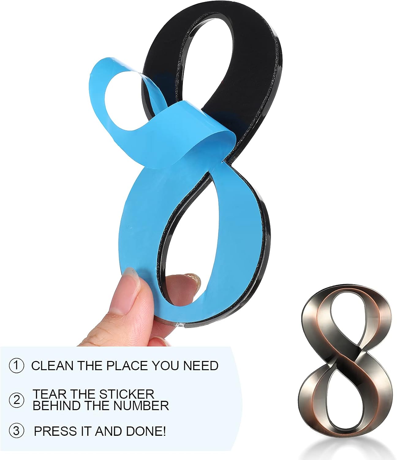 Jetec 10 Pcs House Numbers 3D Door Mailbox Numbers 0-9 Self Adhesive House Door Street Address Stickers for, Apartment, Office, Hotel Room, Mailbox Signs(4 x 2.5 Inches,Bronze)