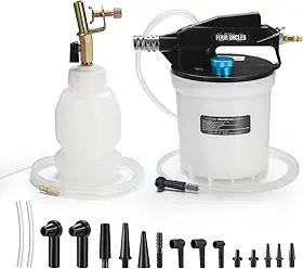 FOUR UNCLES Kit de sangrador de freio pneumático 2L com extrator de fluido de freio de 2L e garrafa de recarga de 1L e 16 adaptadores
