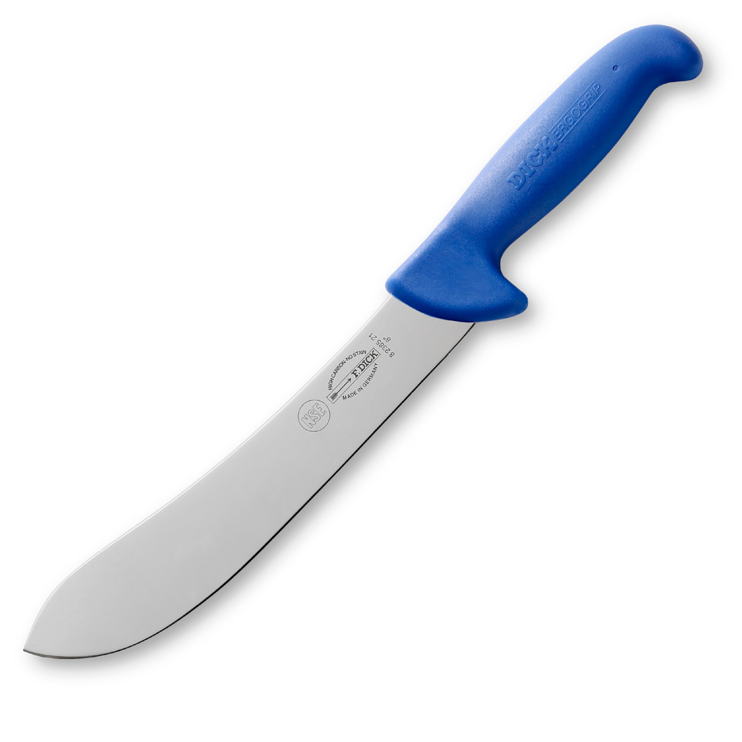 F. Dick Blockmesser, ErgoGrip (Hackmesser mit Klinge 21 cm, X55CrMo14 Stahl, nichtrostend, 56° HRC) 82385211, Blau,silber