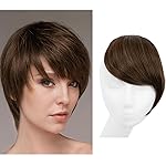 SARLA Clip in Side Bangs Extension Straight Synthetic Fake Bangs One Piece for Women Chocolate