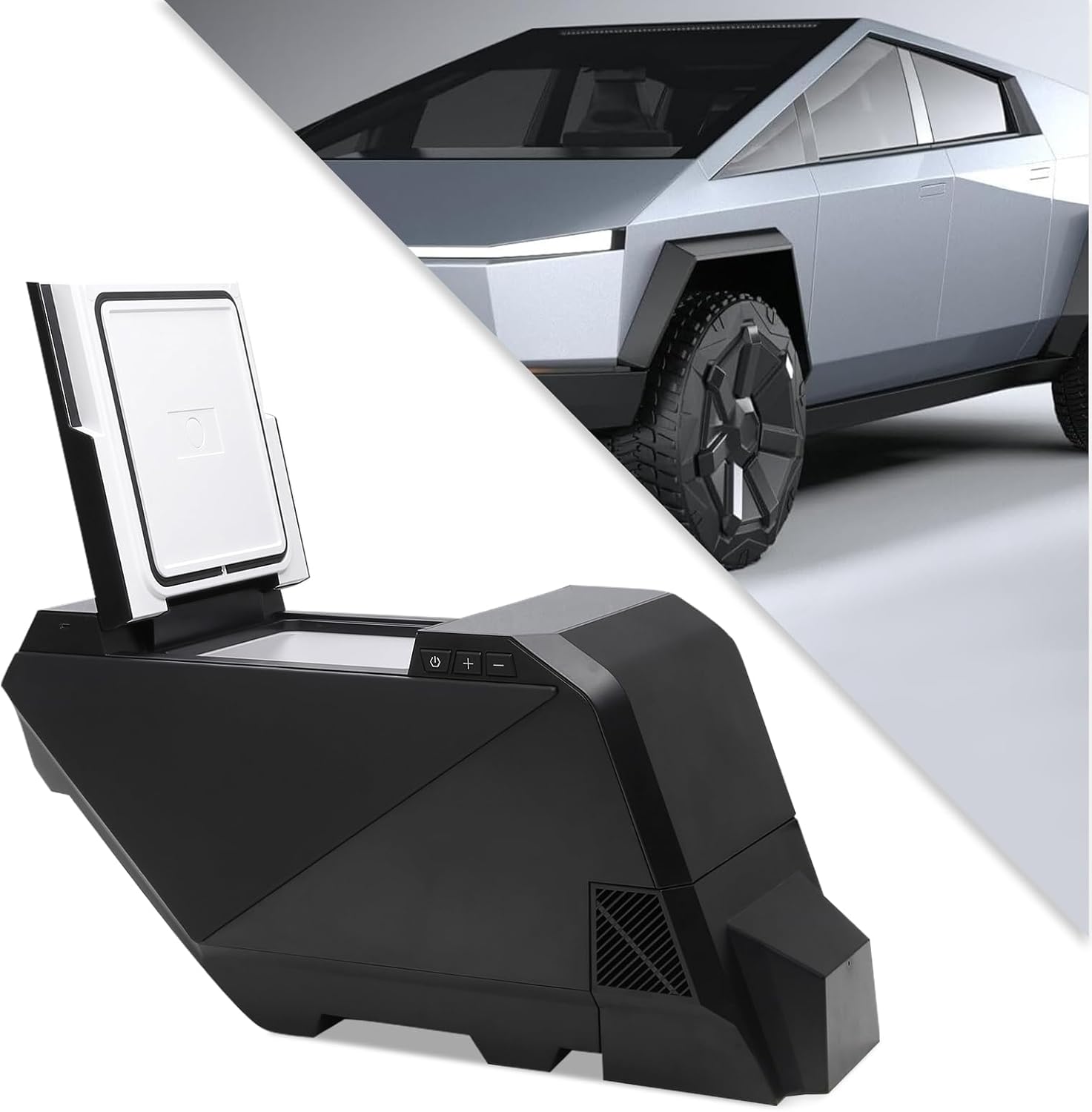 Tesla Cybertruck 18L Center Console Refrigerator Compressor Cooling -6℃~20℃ Adjustable, Cybertruck fridge Outdoor, Camping, Travel Cooler for Tesla Accessories