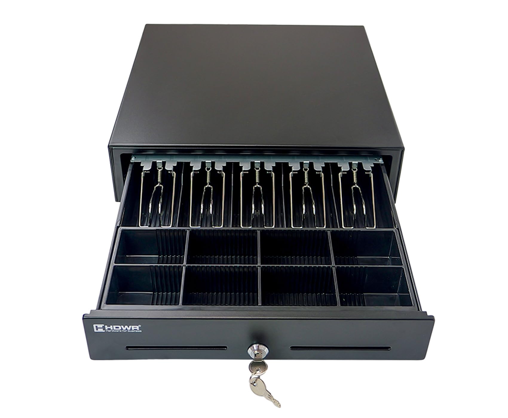 HDWR HD-KR41 Cassetto cassa spazioso, inserto sostituibile, RJ12 | Due scomparti aggiuntivi, portamonete scorrevole, cavo RJ12 incluso, per negozio