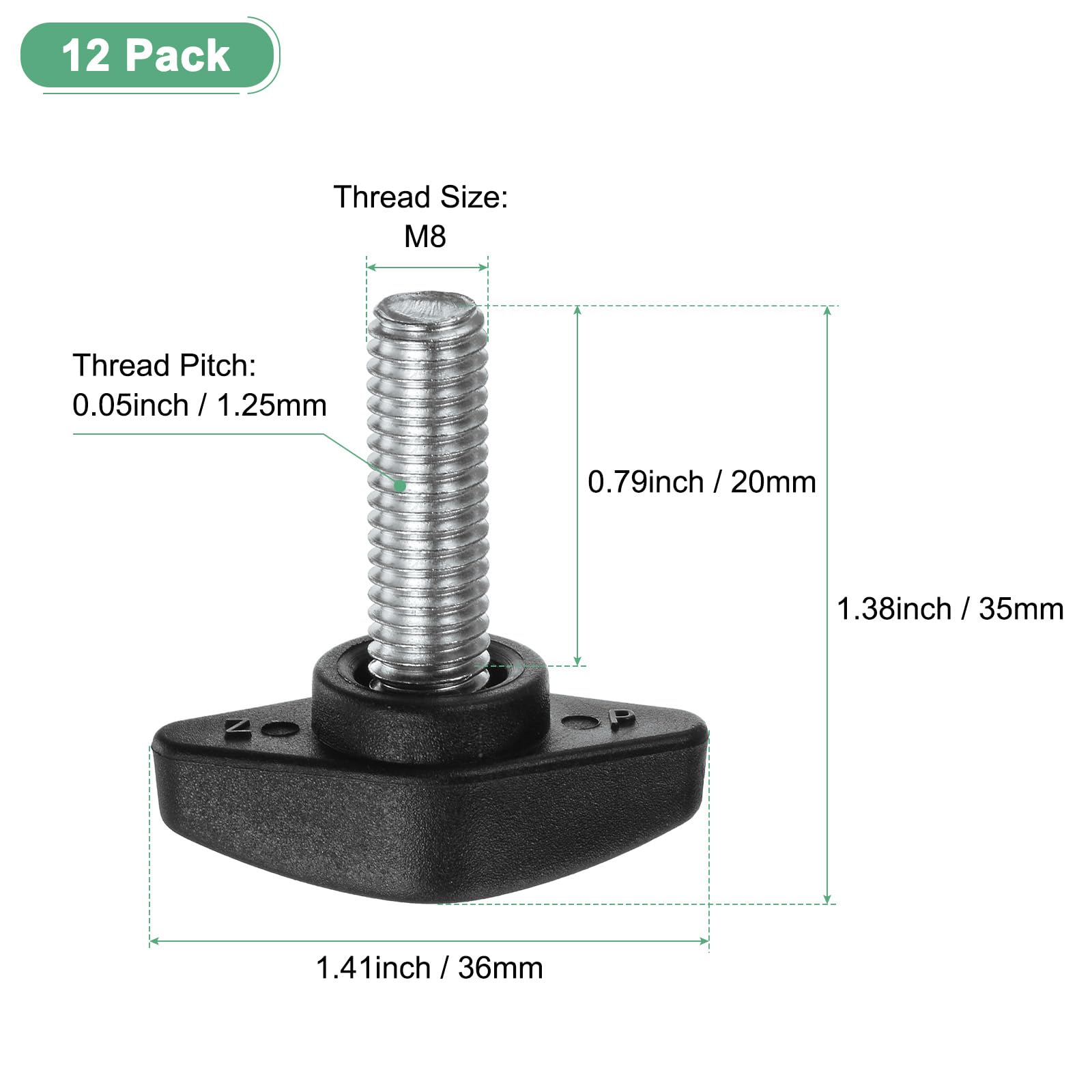 M METERXITY 12-Pack Thumb Screws, M8x20mm Tee Wing Knobs, Plastic T Handles Clamping Knob for Woodworking/Machinery/Equipment - Image 3