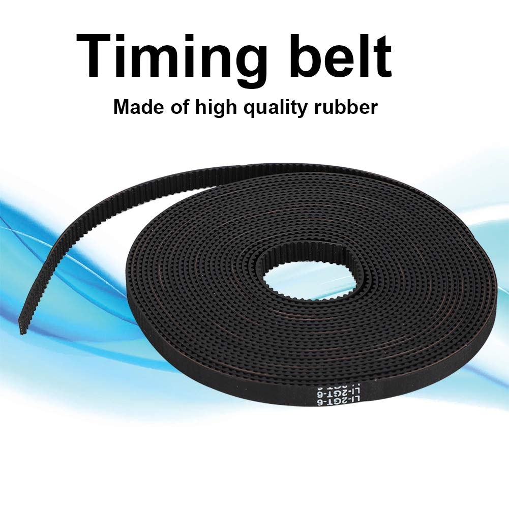 3D Printer Timing Belt, High Precision Black Rubber GT2 Synchronous Wheel Kit for DIY 3D Printers and CNC Machines 5m Length 6mm Width