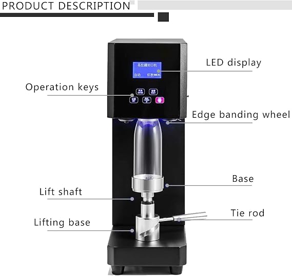 Automatic Can Sealing Machine 370W Can Seamer Can Sealer with Intelligent Panel & Counting, 55mm Caliber Tin Can Sealer Height Adjustable Bottle Capping for Milk Tea Coffee Pop PET Cans
