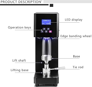 Automatic Can Sealing Machine 370W Can Seamer Can Sealer with Intelligent Panel & Counting, 55mm Caliber Tin Can Sealer Height Adjustable Bottle Capping for Milk Tea Coffee Pop PET Cans
