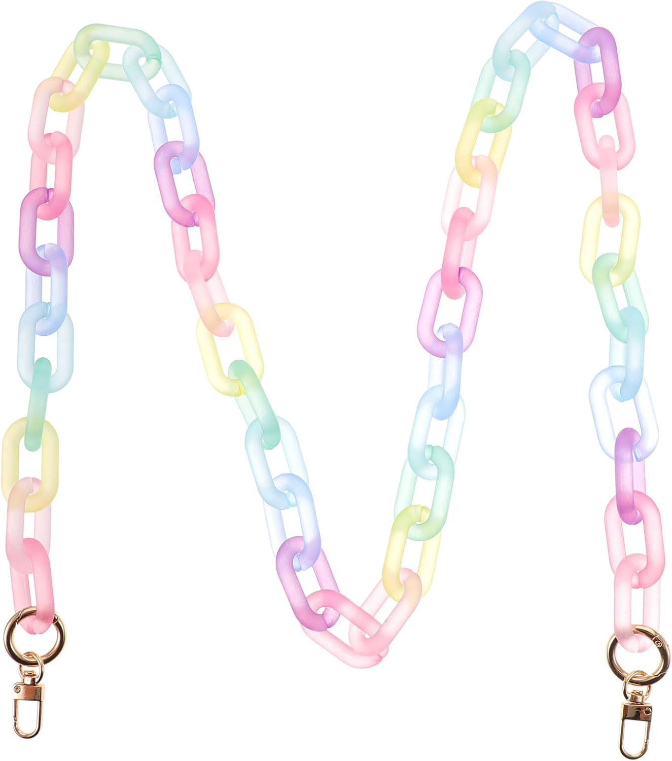 BESTonZON Rainbow Color Resin Purse Chain Handle Strap Replacement for Shoulder Bag and Crossbody Bag, Easy to Install with Buckles, Stylish and Fashionable Accessory for Handbag Decoration