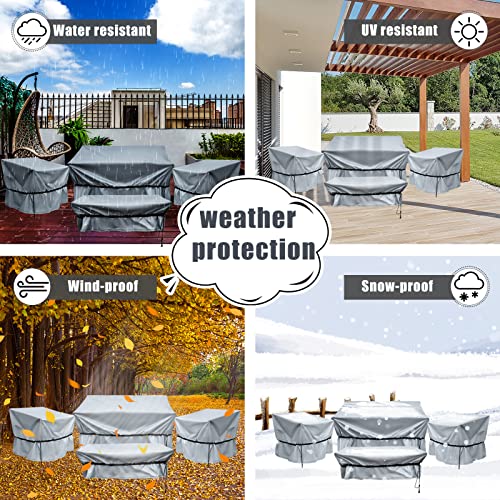 Octbird Waterproof Patio Furniture Cover Set, 4Pcs Outdoor Furniture Cover, Outdoor Couch Table Chairs Loveseat Sofa Covers Rectangle, 600D Heavy Duty Waterproof Oxford Fabric For Outdoor Setting #TOP4