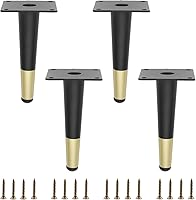 Vista 28 de Paquete de 4 patas para muebles, patas redondas cónicas para muebles, pie de metal resistente para sofá, armario, bar, cama, mesa, silla, sofá