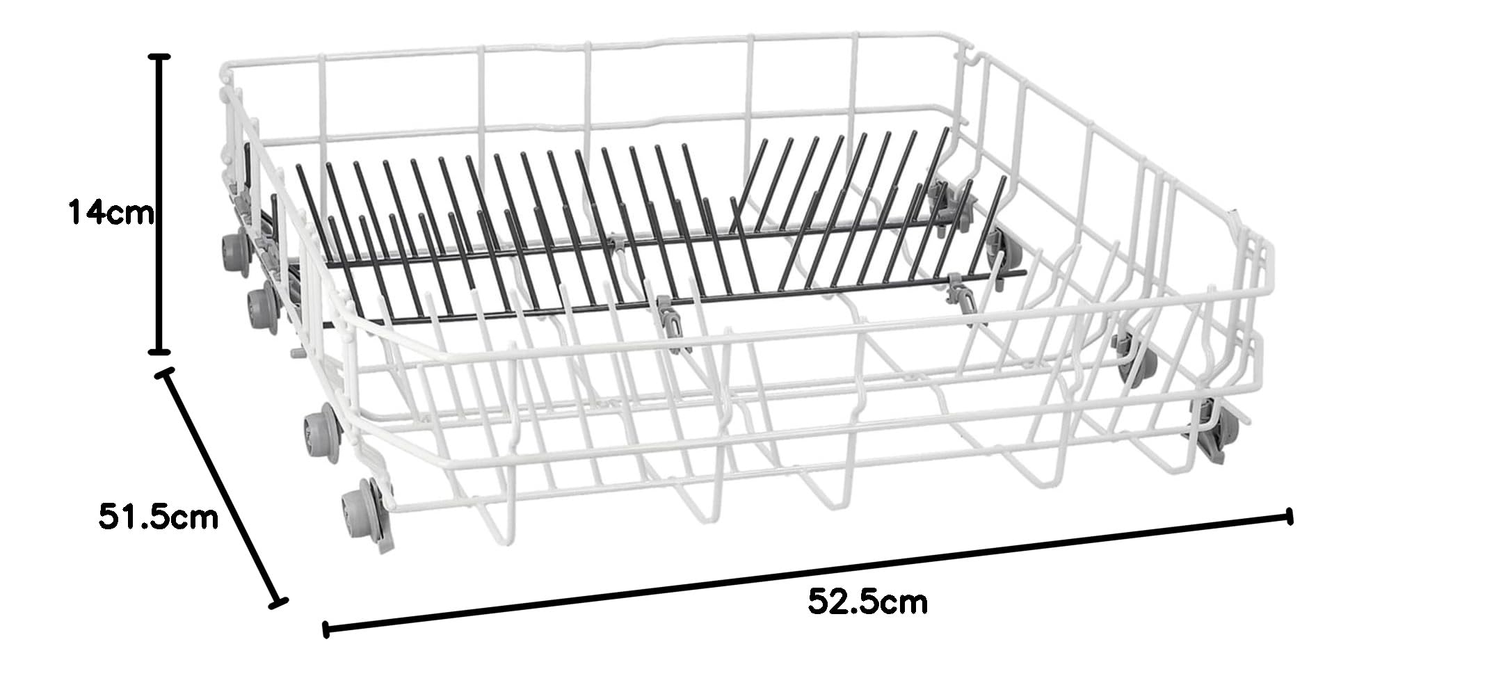 LPPP Geschirrkorb unten kompatibel mit Bosch Siemens 775102 Geschirrspüler | Unterkorb für Neff Constructa Balay, 00775102 ersetzt 00686540, 525 x 515 x 140 mm, 8 Rollen, 2 Einsätze, für Spülmaschine