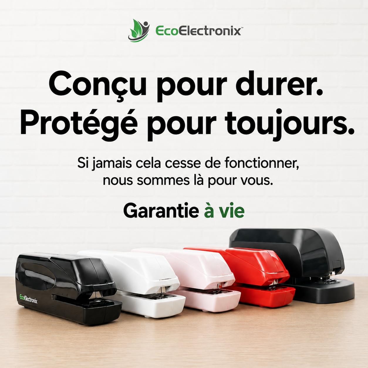 EcoElectronix Agrafeuse électrique automatique portable – Capacité de 30 feuilles, fonctionnement silencieux, sans bourrage et recharge facile – Adaptateur secteur/alimentation par piles (Noir)