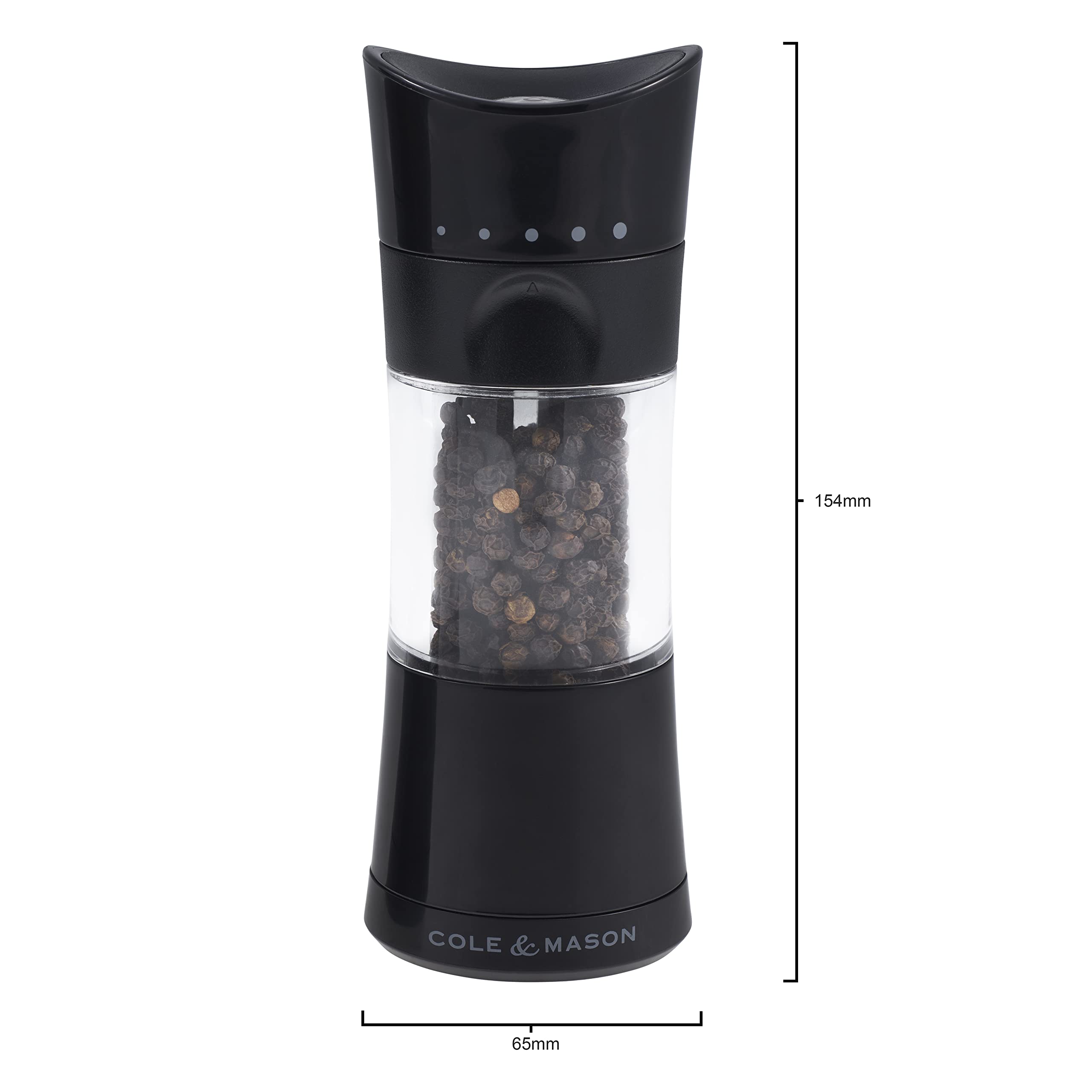 Cole & Mason H306498 Harrogate Black Salt and Pepper Mills Classic Inverta ABS Plastic