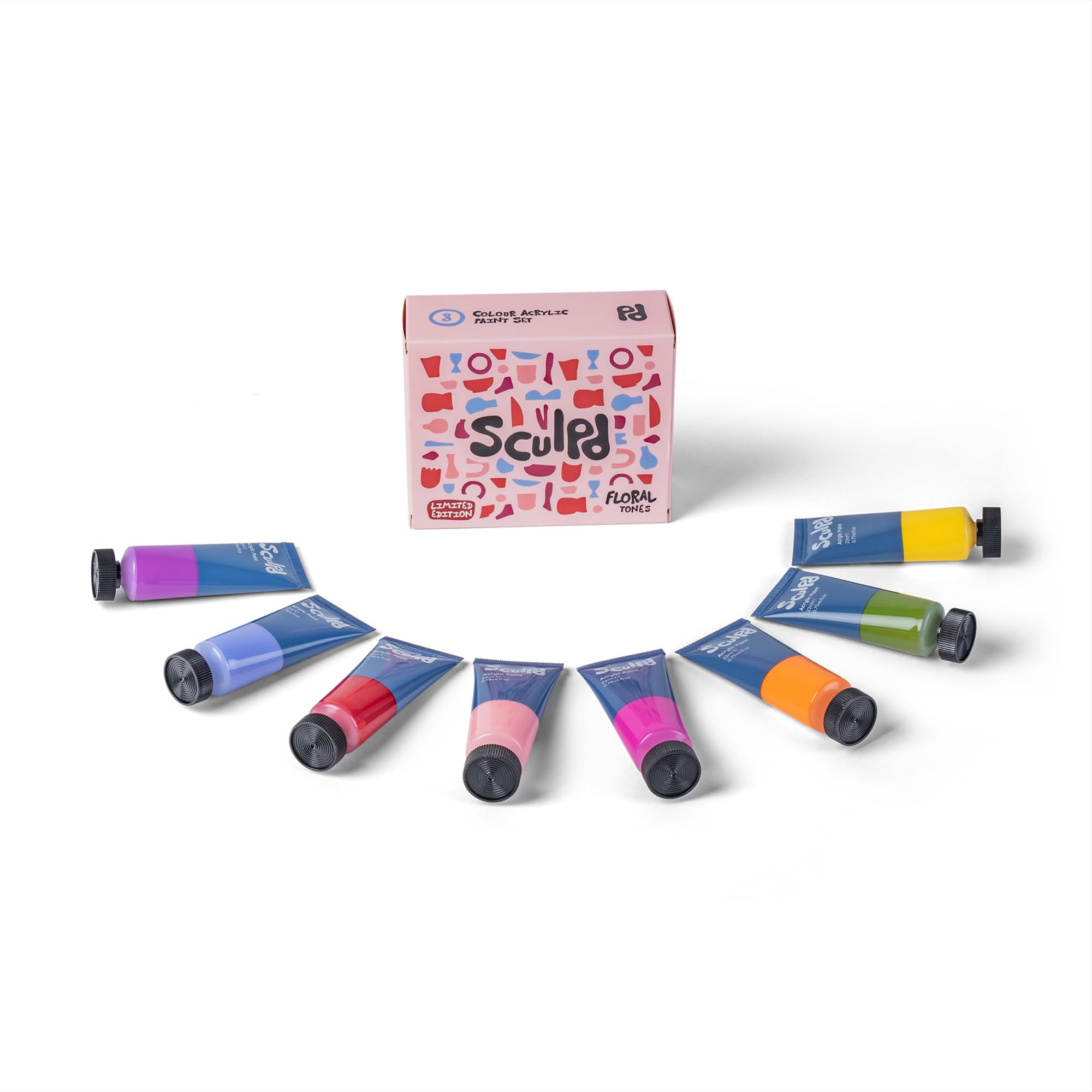 Sculpd Acrylic Paint Set, 8 x 22ml Tubes of Premium Coloured Acrylic, Heavy Body & Vibrant Colours, Paint on Air Dry Clay, Canvas, Ceramic, Fabric, Wood & More (Floral Tones)