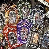 Alideco 120枚 シール フレークシール コラージュ 素材 ペーパー 素材紙 レースユートピアステッカーレトロダークナイト開花枝蝶窓とドア 海外韓国 シール帳 ，メモ用紙ノート素材、日記装飾用品 (youanhuanxiang)