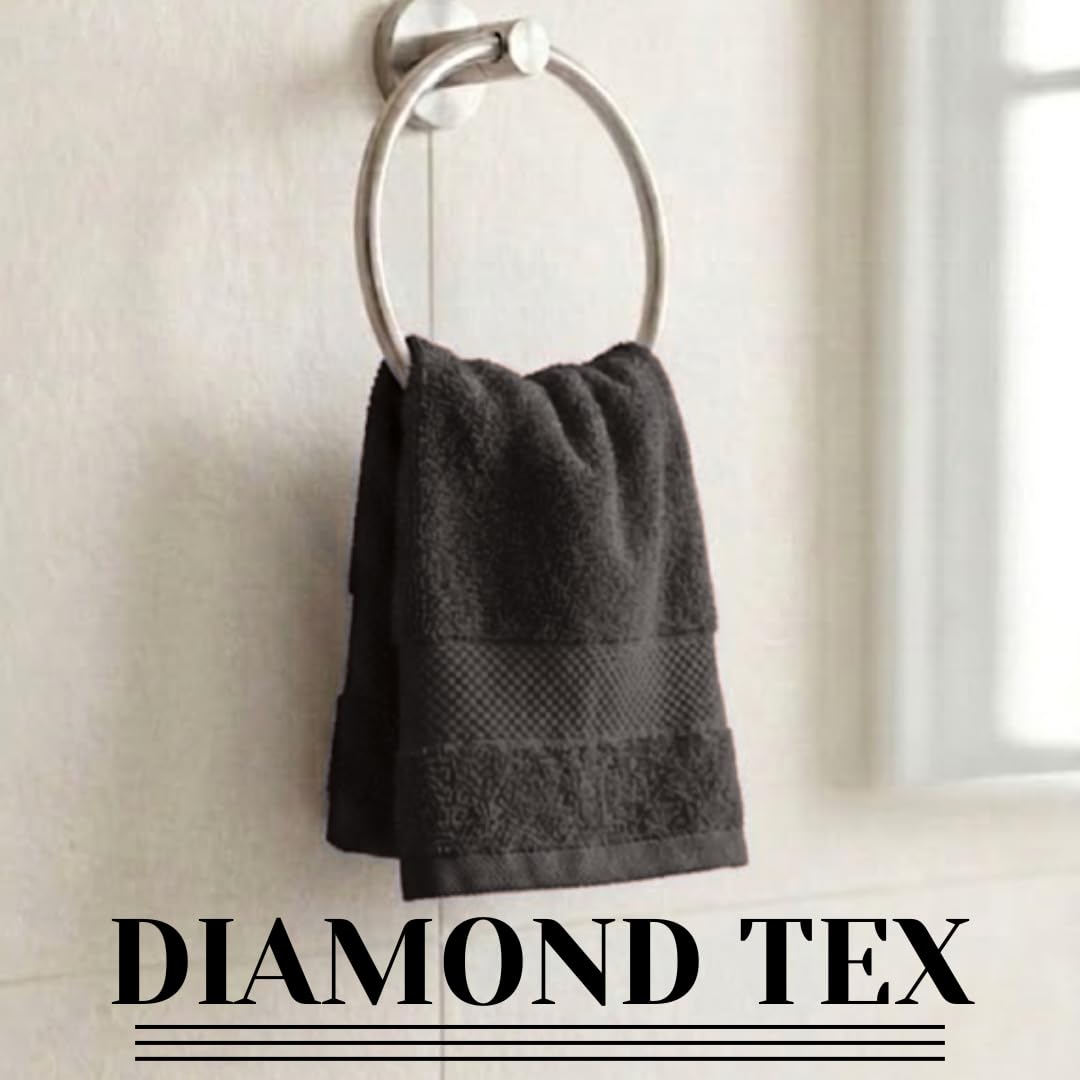 Diamond Tex Premium Quality Soft Flannels Face Cloth 100% Cotton 500 GSM Fingertip Towels 30x30cm size Absorbent Washcloth Pack of 12 Kitchen Dish Wash Towel Gym Facial Clothes (Charcoal, 30x30cm)
