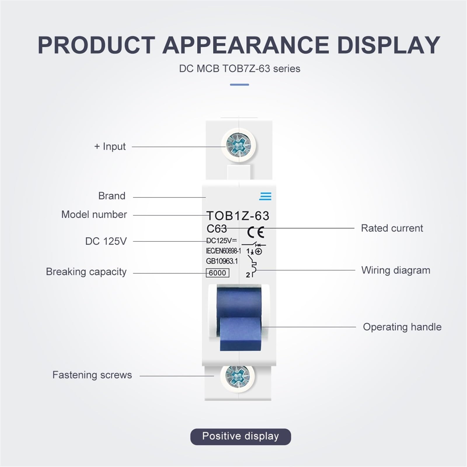 YOMAJURU TOB1Z-63 DC MCB 6KA 1P 125V Mini Circuit Breaker 3A