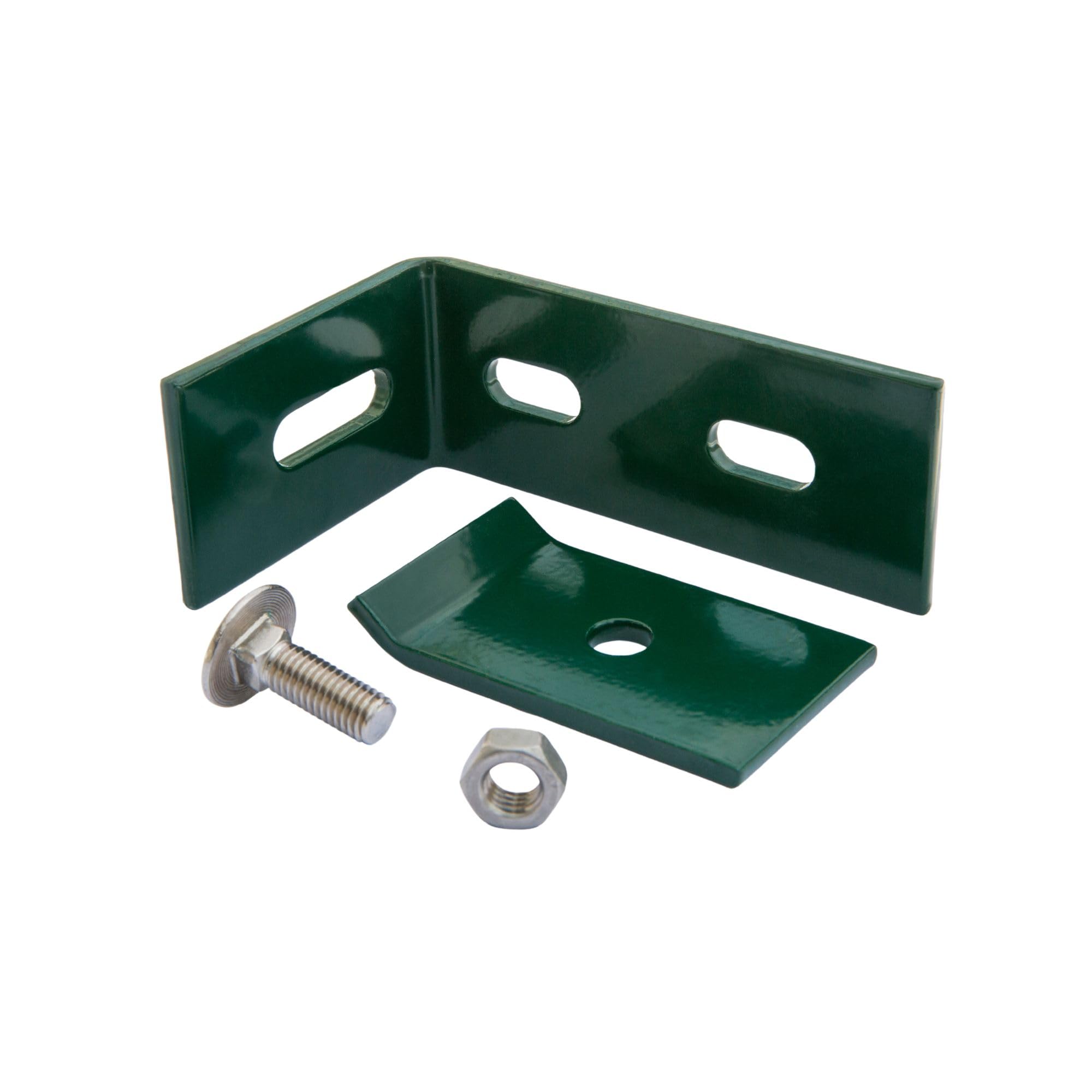 Wandanschlusswinkel Doppelstabmattenzaun RAL6005 Moosgrün 100 x 65 mm 10er | Langlöcher für flexible Montage I 4 mm Materialstärke