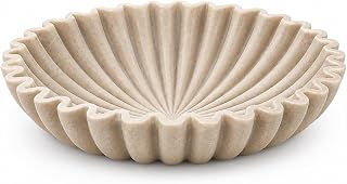 Large Decorative Bowl, Modern Handicraft Bowls for Home Decor,Handcrafted Home Decor Display bowl, Artificial Stone Beige