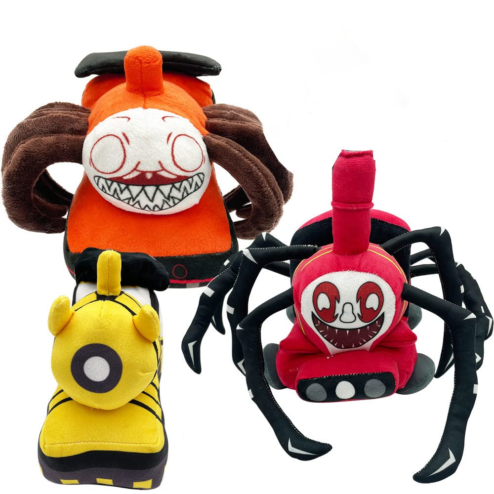 NIKOZA(3-piece set) Charles train plush doll, stuffed animal, horror monster game plush toy, spider plush toy, birthday gift for boys and girls