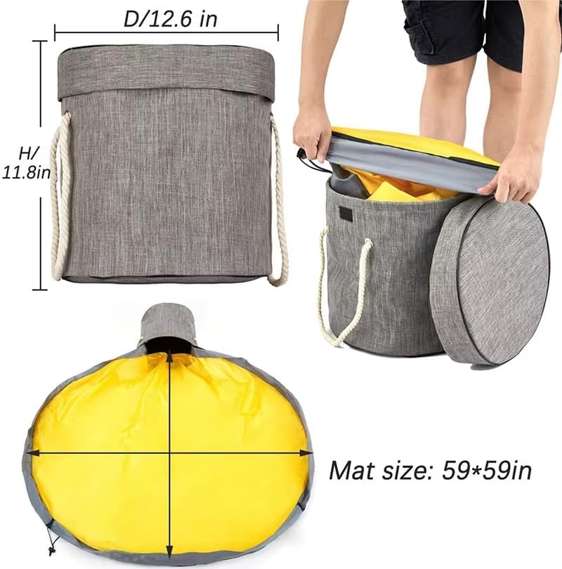 Collapsable Canvas Organizer bag with Drawstring and Clean up Mat