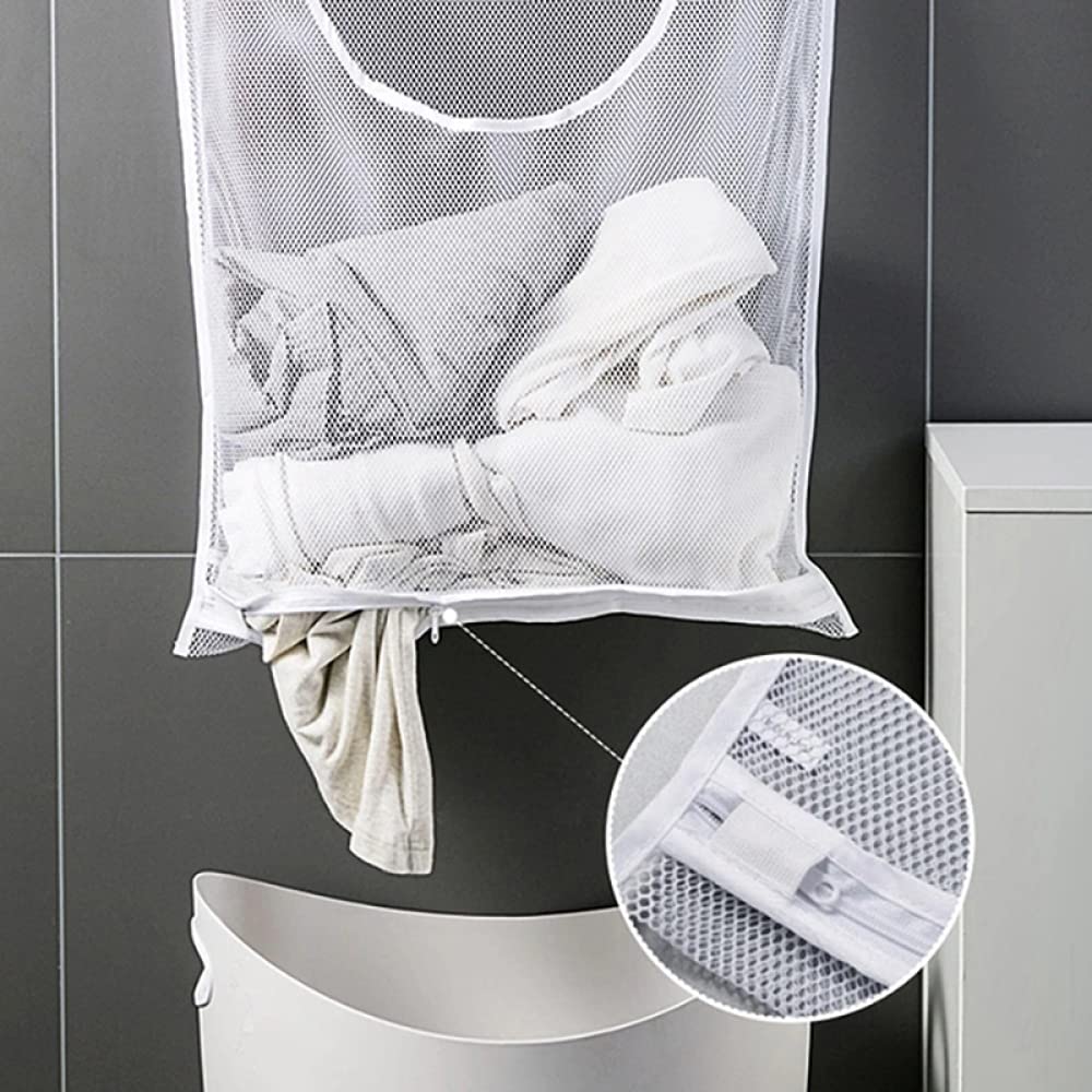 Bolsas de lavandería de malla para prendas delicadas, bolsas de lavado a máquina para almacenamiento de viaje, para colgar, color blanco