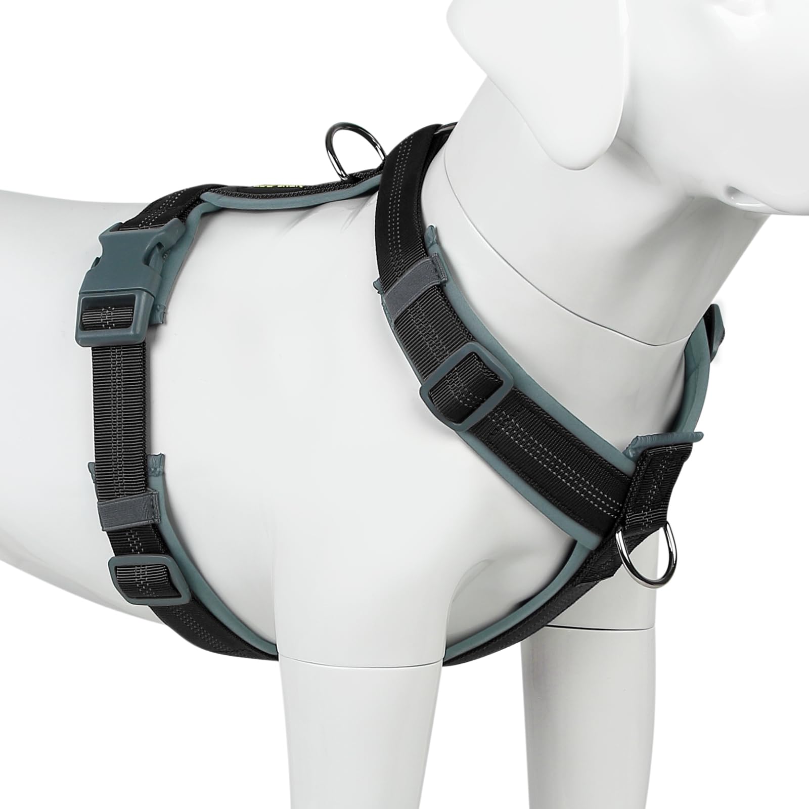 Plutus Pet No Pull Dog Harness, Adjustable Nylon Harness with Soft Padding, Reflective and Heavy Duty Dog Harness for Small, Medium, Large Dogs(Black,