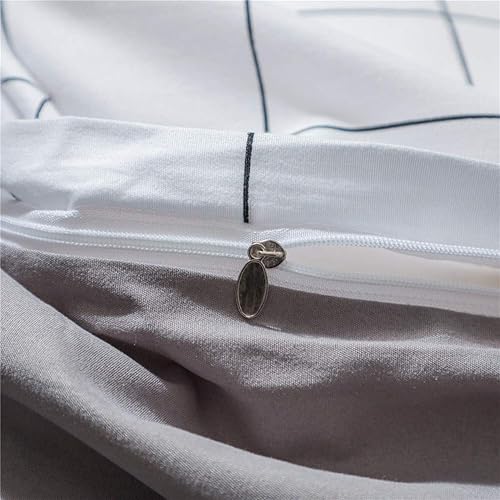 Miniatura 8 de NSNLGSGC Juego de funda de edredón tamaño individual, color blanco cuadrícula, juego de ropa de cama suave lavado para niños (2 piezas, individual)