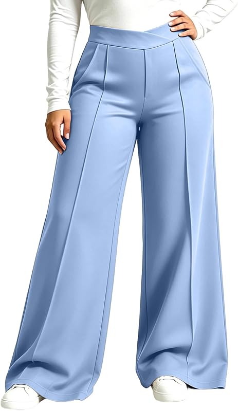 Women's Plus Size Crossover Wide Leg Yoga Sweatpants