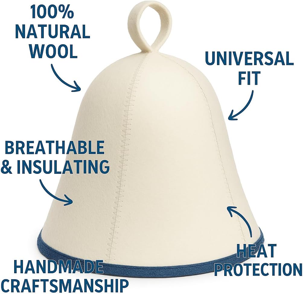 Premium Sauna Hat – 100% Natural Wool, Handmade Sauna Headwear for Men and Women – Eco-Friendly, Breathable - Image 2