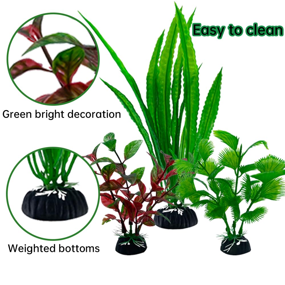 LANCARE Aquarium Fish Tank Plastic Plants, 16 Pcs Artificial Plants for aquarium Fish Tank Decor - Image 4