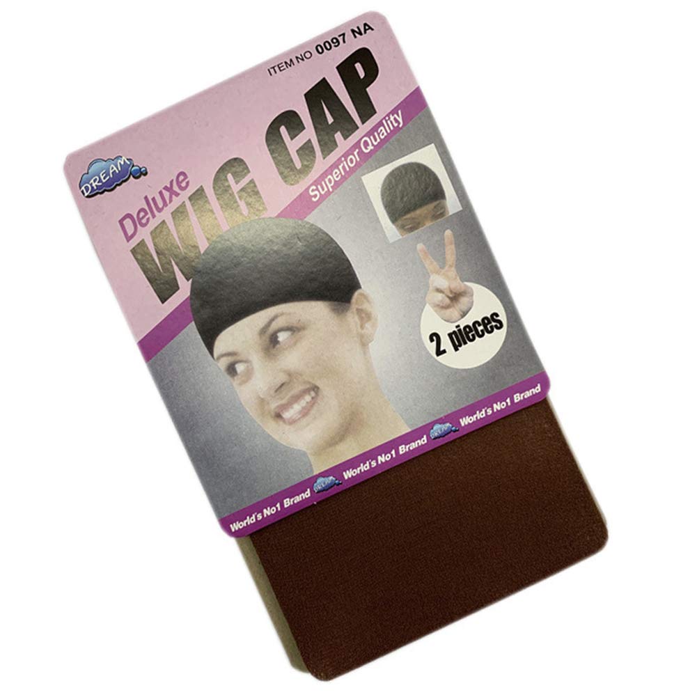 gLoaSublim Wig Caps, 2Pcs Women Stockings Style Stretchable Wig Cap Hair Net Elastic Mesh Liner Snood Dark Brown
